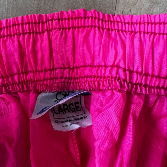 Vintage 80s 90s Neon Pink Cancun Nylon Velcro Dolphin Shorts - Picture 9 of 9